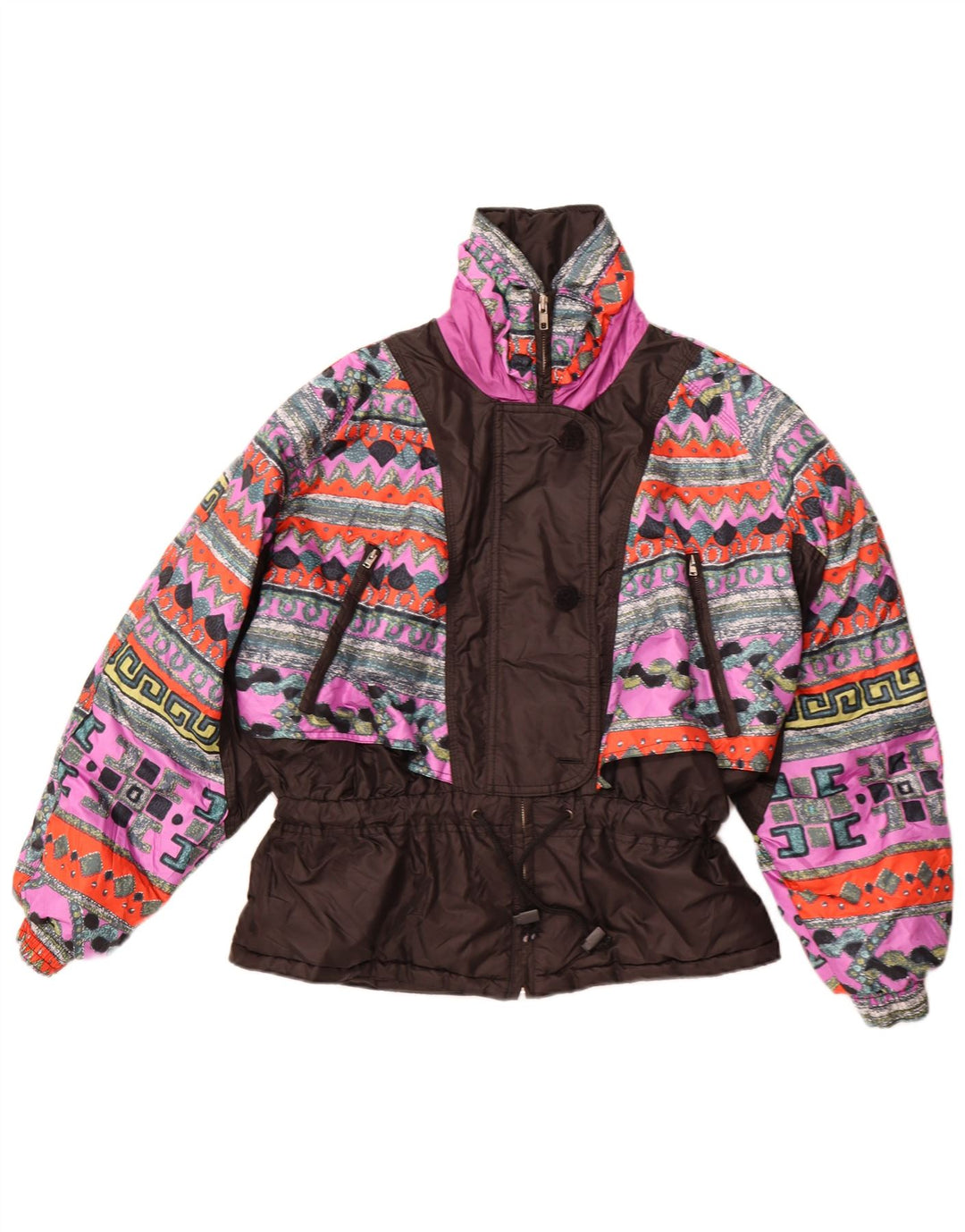 Jachetă vintage pentru femei EU 42, mare, negru, geometric, poliester