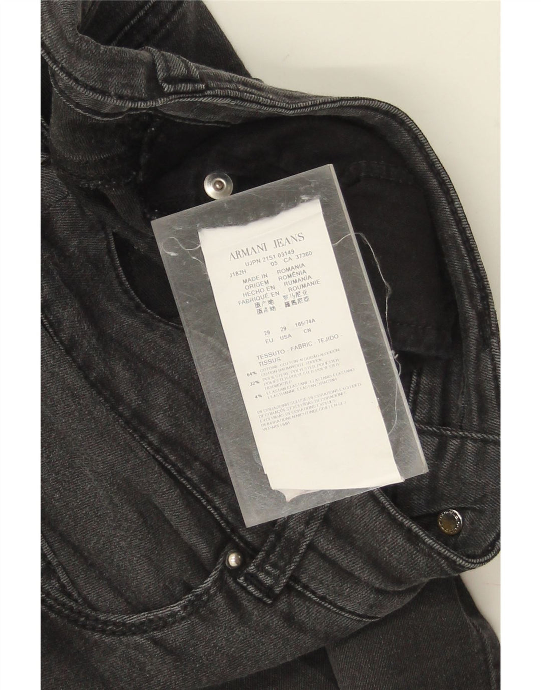 ARMANI Womens Slim Jeans W29 L30 Black Cotton