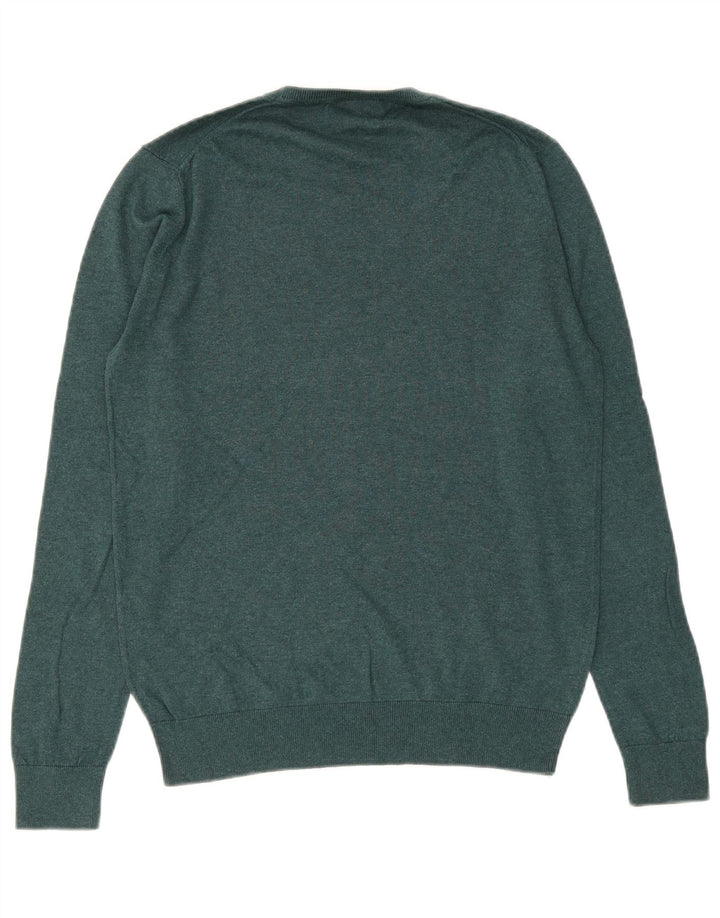 Pulover pentru bărbați Zara, cu decolteu, verde mediu, mătase