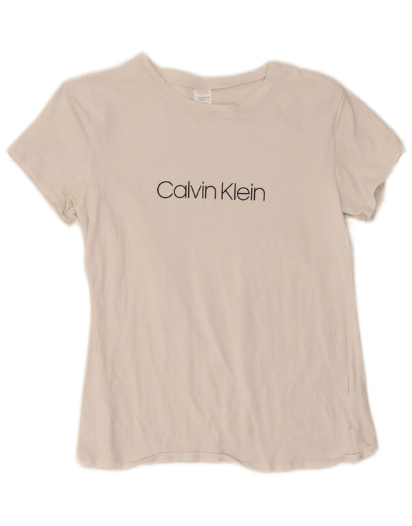 Tricou grafic Calvin Klein pentru femei Top UK 10 Small White Bumbac