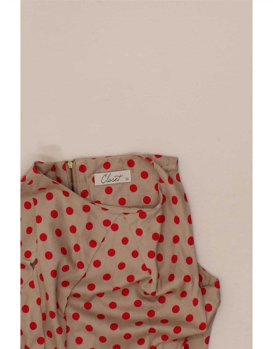 CLOSET Womens Bodycon Dress UK 10 Small Beige Polka Dot Polyester Vintage CLOSET and Second-Hand CLOSET from Messina Hembry 