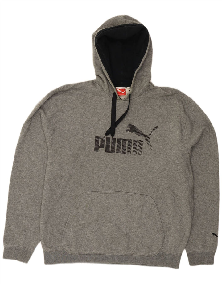 Pulover cu glugă cu grafic PUMA pentru bărbați, bumbac mare, gri