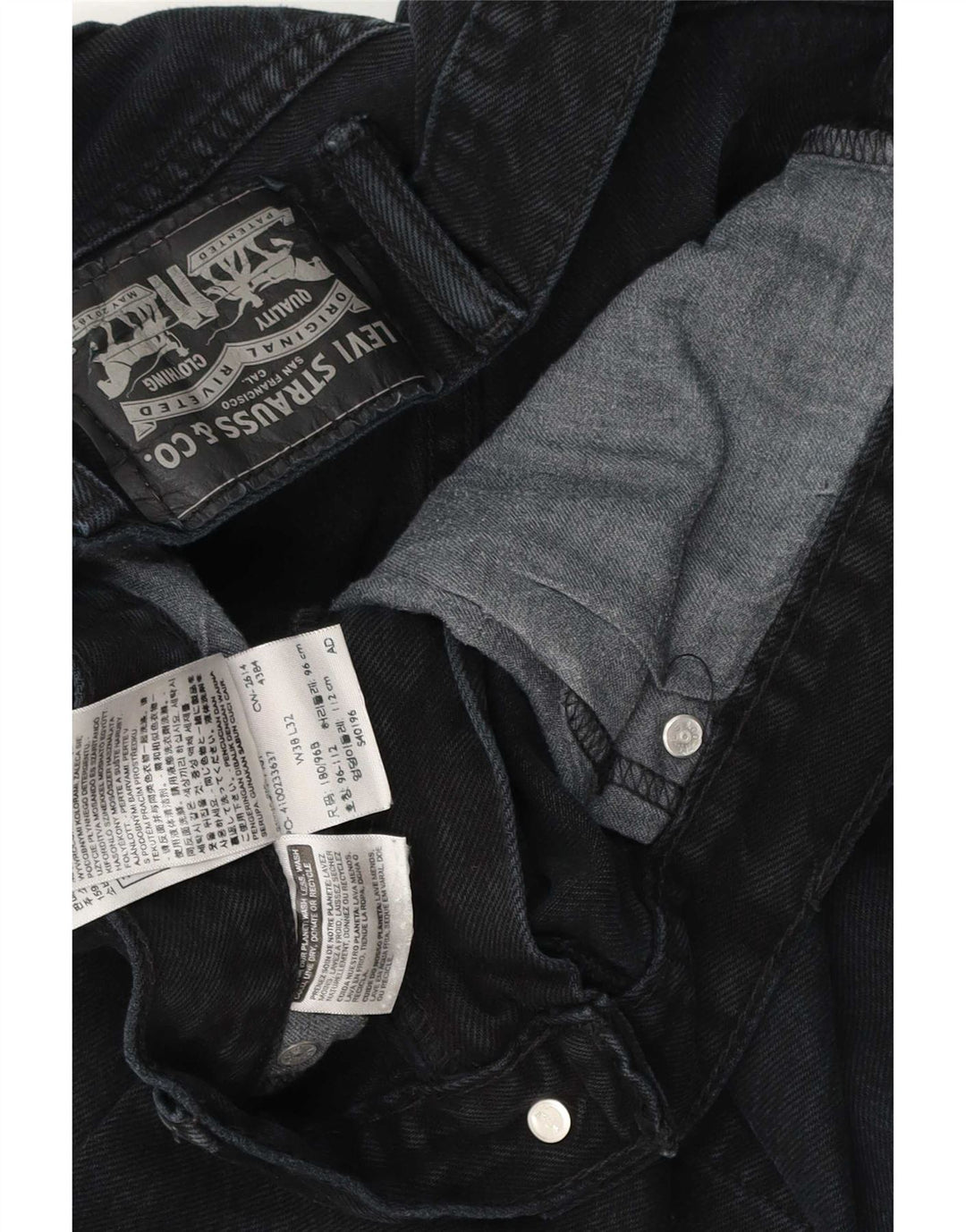 Blugi drepți distressed pentru bărbați Levi's W38 L32 bumbac negru