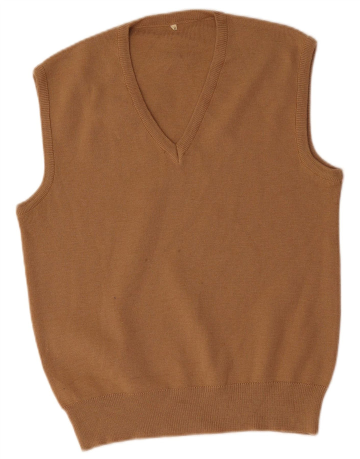 Vintage Mens Vest Tank Top IT 48 Medium Beige Lână