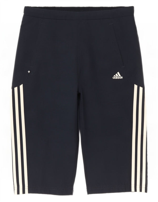 Pantaloni scurți sport Bermude Adidas pentru femei UK 12 Medium Bleumarin Poliester