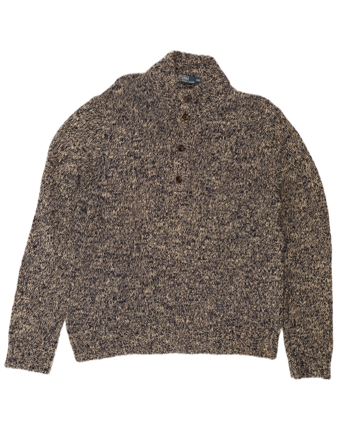 POLO RALPH LAUREN Pulover pentru bărbați cu gât cu nasturi 2XL, bumbac cu pete gri