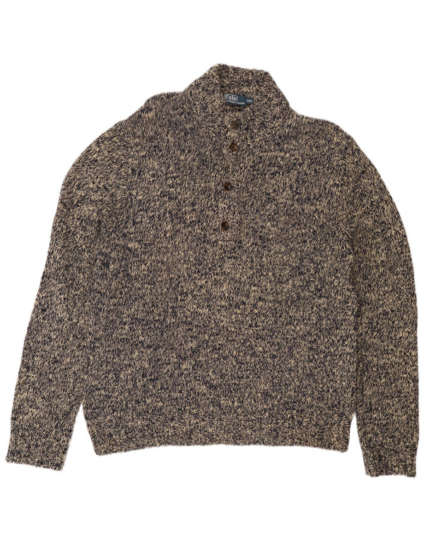 POLO RALPH LAUREN Pulover pentru bărbați cu gât cu nasturi 2XL, bumbac cu pete gri