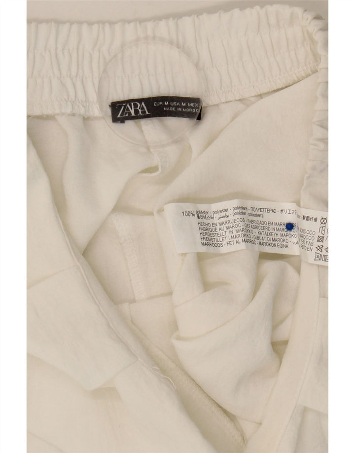 Pantaloni chino largi pentru femei Zara Mediu L28 L25 Poliester alb