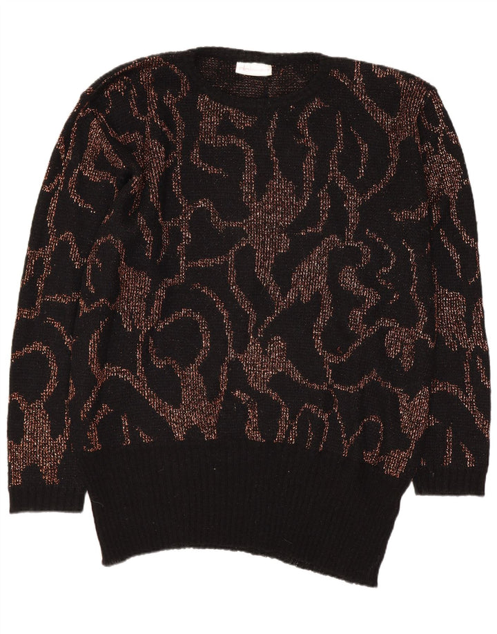 Pulover pentru damă Dolores, cu model abstract, cu gât de barcă, EU 40 Medium Negru