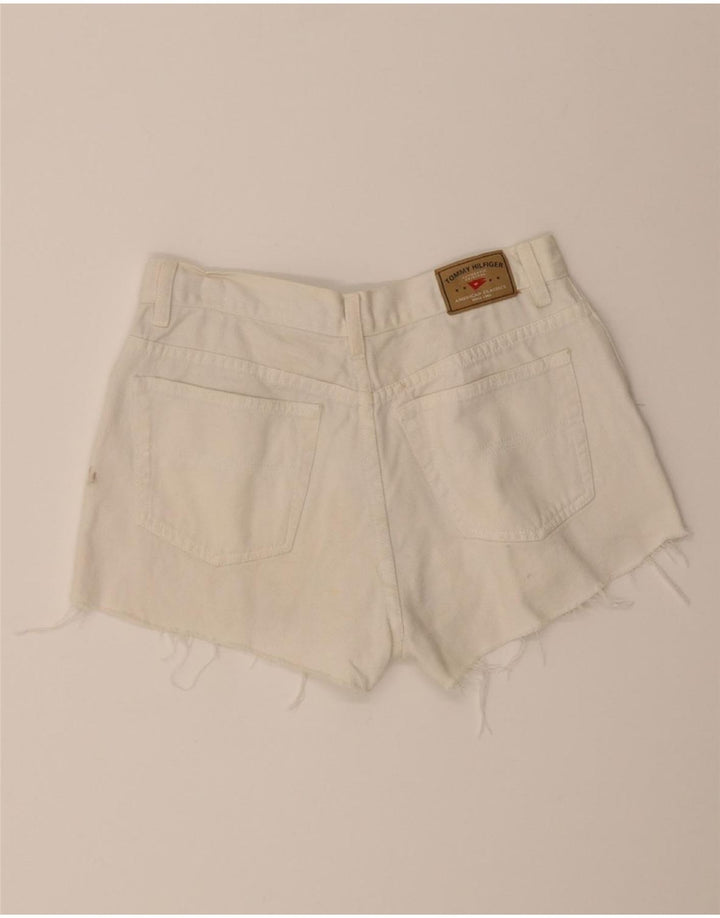 TOMMY HILFIGER Womens Distressed Denim Shorts US 6 Medium W28 White Cotton Vintage Tommy Hilfiger and Second-Hand Tommy Hilfiger from Messina Hembry 