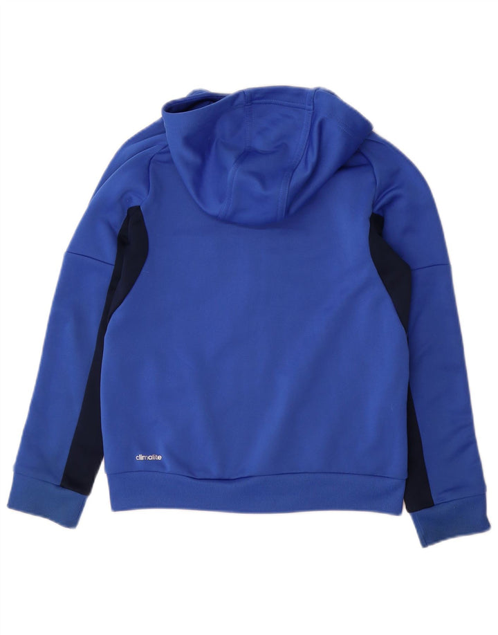 Pulover ADIDAS Climalite Zip Hoodie pentru băieți 9-10 ani, albastru, bloc de culoare