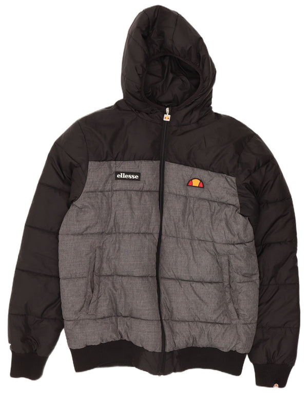 Jachetă căptușită cu glugă pentru bărbați Ellesse UK 40, mare, neagră, poliamidă color bloc