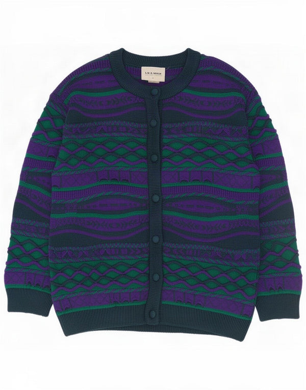 La Dame Pulover cardigan pentru femei UK 16 Large Purple Geometric Acrylic