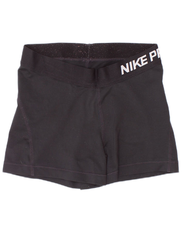 Pantaloni scurți sport Nike Dri Fit Graphic pentru femei UK 8 Small Negru Poliester