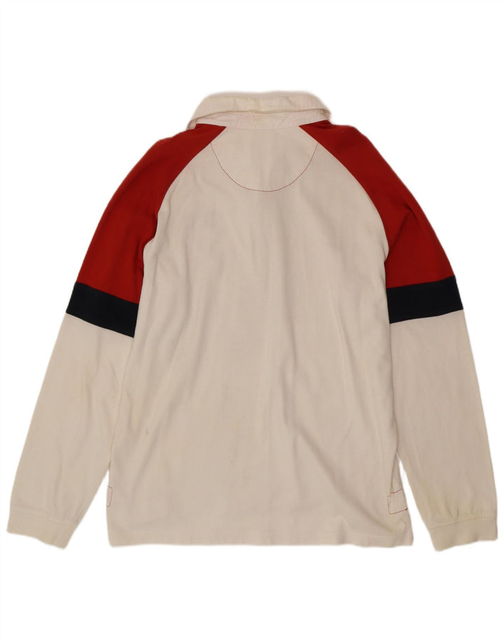 Tricou polo rugby cu mânecă lungă pentru bărbați NIKE UK 45/47 XL, alb, bloc de culoare