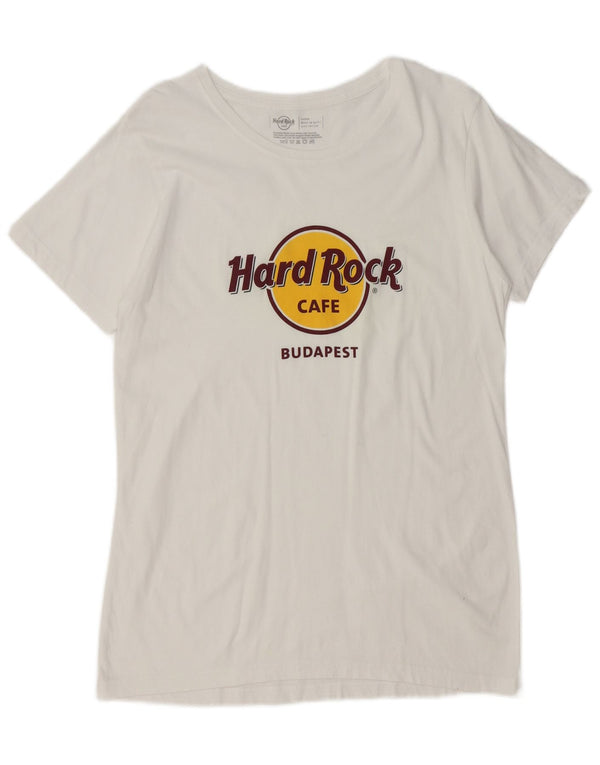 Tricou grafic Budapesta pentru bărbați Hard Rock Cafe Top mare din bumbac alb