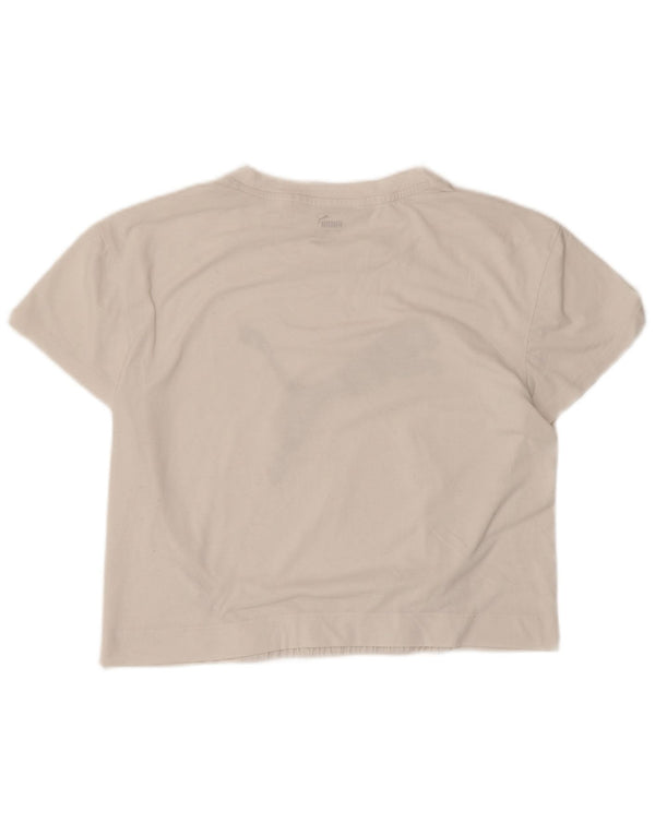 Tricou crop grafic Puma pentru femei Top UK 10 Poliester alb mic