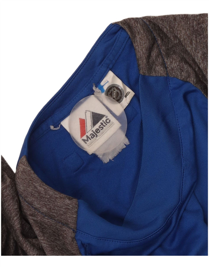 Top pentru bărbați Majestic cu mâneci 3/4, albastru mediu, bloc de culoare
