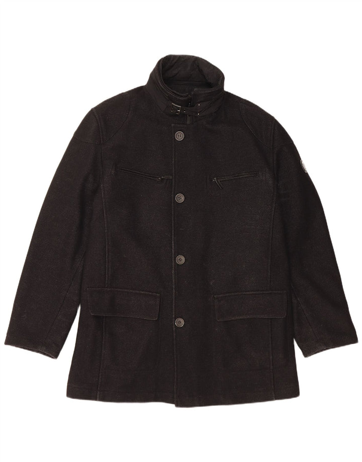 Palton pentru bărbați Bugatti EU 54 2XL Lână virgină neagră