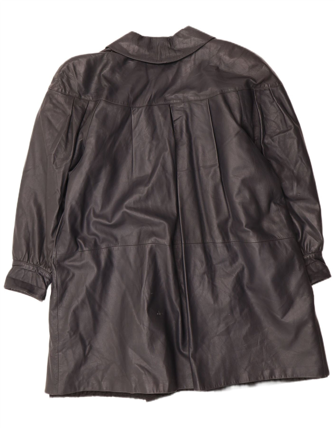 Palton supradimensionat din piele vintage pentru femei IT 44 Medium Black Leather Classic