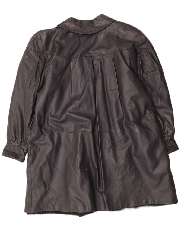 Palton supradimensionat din piele vintage pentru femei IT 44 Medium Black Leather Classic