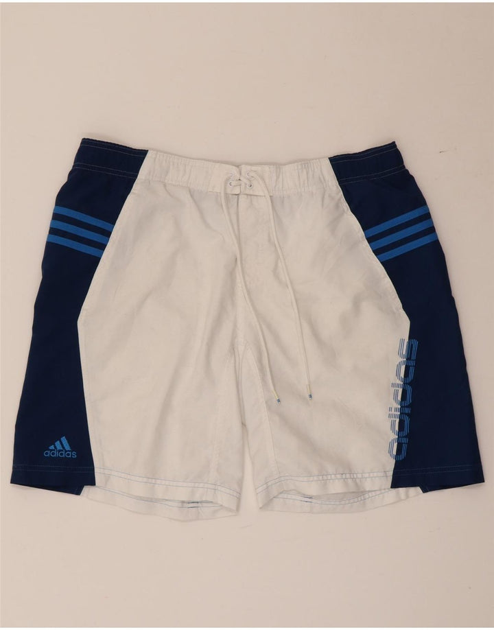 Pantaloni scurți de înot grafic pentru bărbați Adidas, mari, alb, din poliester