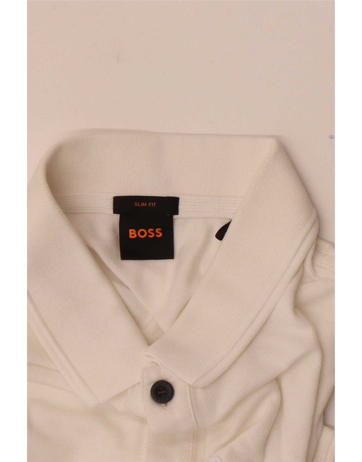 Cămașă polo Hugo Boss pentru bărbați, bumbac alb mediu