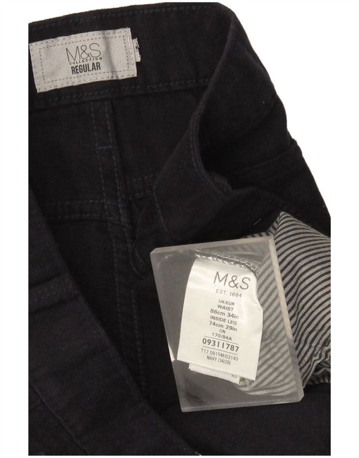 Marks & Spencer Pantaloni obișnuiți obișnuiți, drepti, pentru bărbați, L34 L29, bleumarin