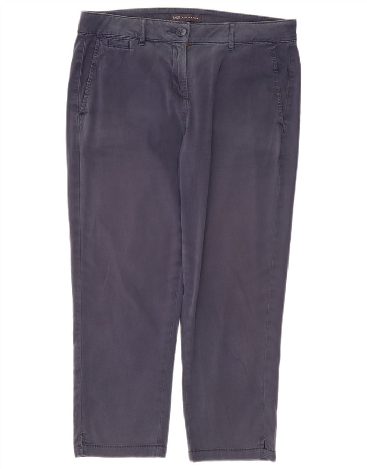 Pantaloni tăiați pentru femei Marks & Spencer UK 12 Medium W32 L24 Bleumarin