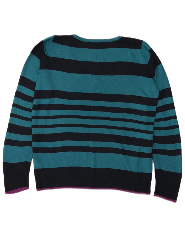Pulover cu decolteu în V pentru femei Marks & Spencer UK 12 Medium Blue Striped