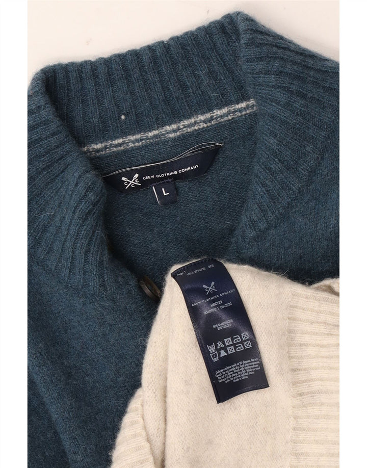 CREW CLOTHING Pulover pentru bărbați cu gât cu nasturi Pulover mare albastru Fair Isle