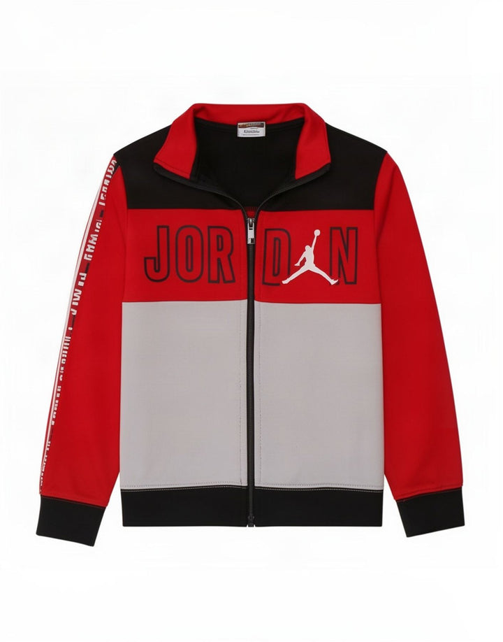 Jachetă de trening cu grafică Jordan pentru băieți 5-6 ani, roșu mediu, color block