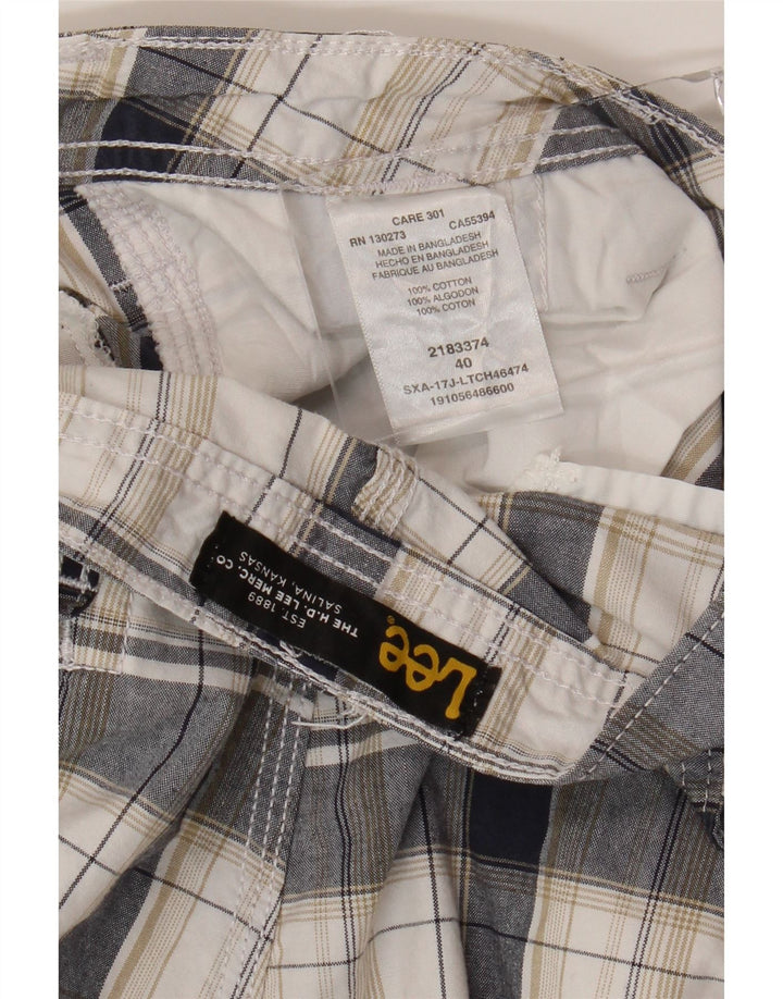 Pantaloni scurți cargo pentru bărbați Lee W40 XL, bumbac alb cu carouri