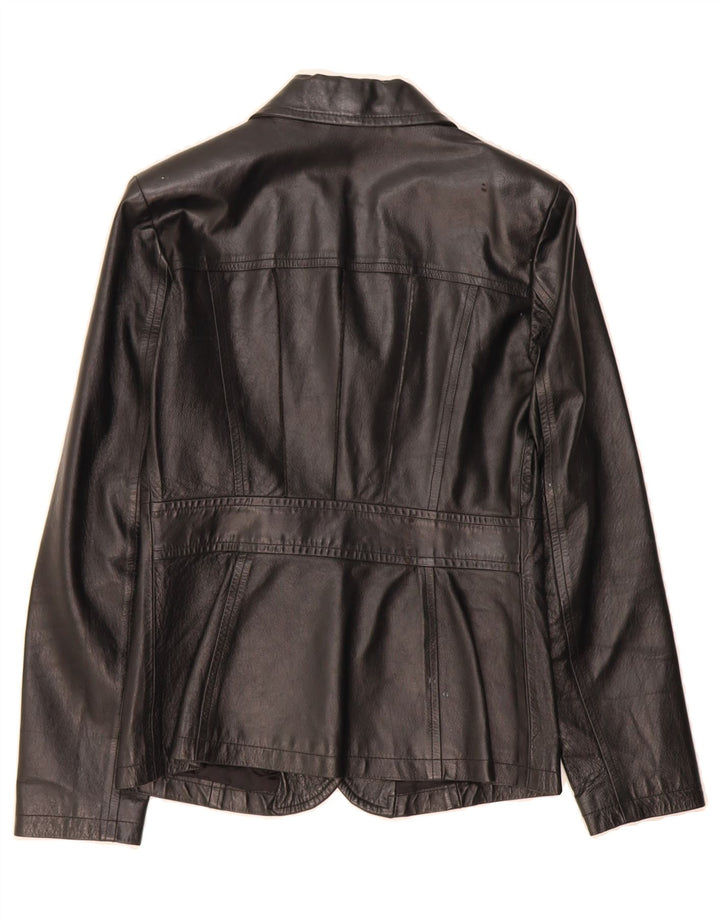 BENETTON Womens Leather Jacket IT 40 Small Black Leather Vintage Benetton and Second-Hand Benetton from Messina Hembry 