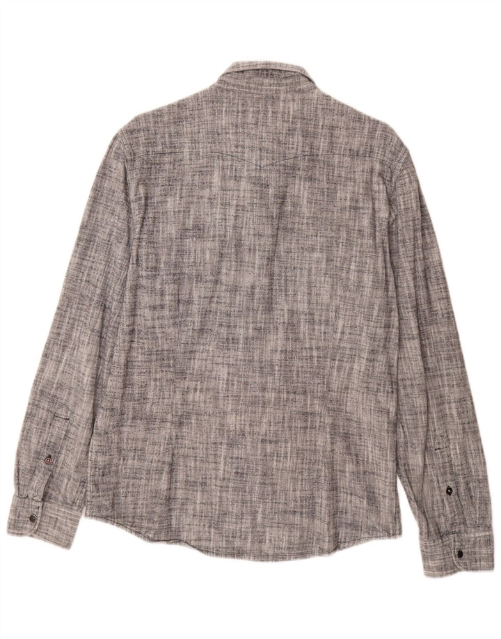 Cămașă de flanel pentru bărbați Lee, slim fit, mare, gri bumbac cu pete