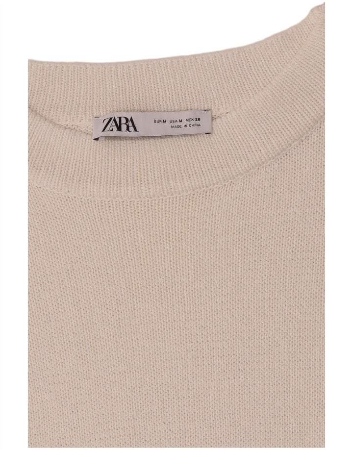 Pulover pentru femei Zara, cu gât de barcă, UK 14 Medium White