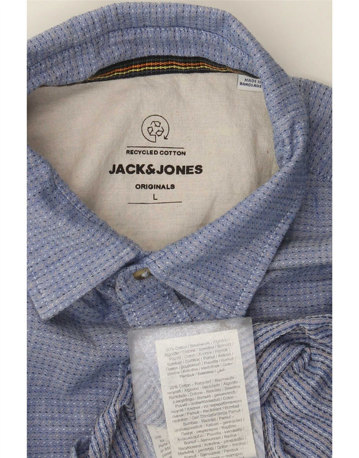 Cămașă Jack & Jones pentru bărbați, bumbac mare cu pete albastre
