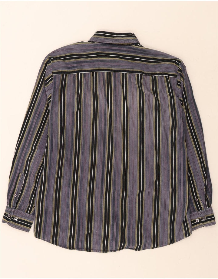 VINTAGE Mens Shirt Size 39/40 Medium Grey Striped Cotton Vintage Vintage and Second-Hand Vintage from Messina Hembry 
