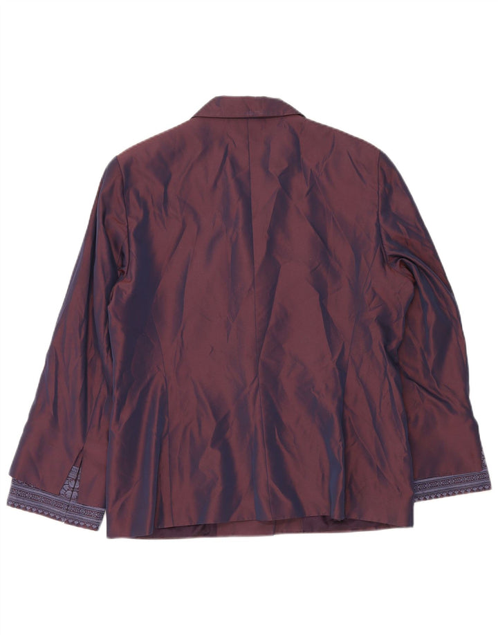 GIANFRANCO FERRE Jachetă pentru femei cu 2 nasturi, UK 16, mare, violet, florală