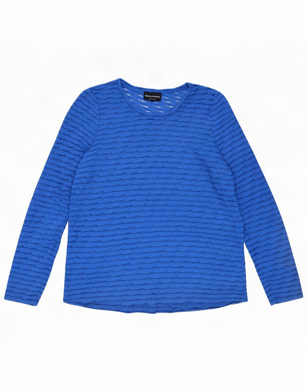 Emporio Armani Womens Blouse Top IT 40 Small Blue Striped