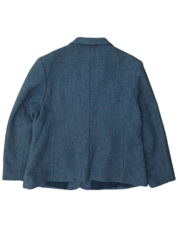 Jachetă Dunedin pentru femei, cu 2 nasturi, UK 22 3XL Blue Herringbone Lână