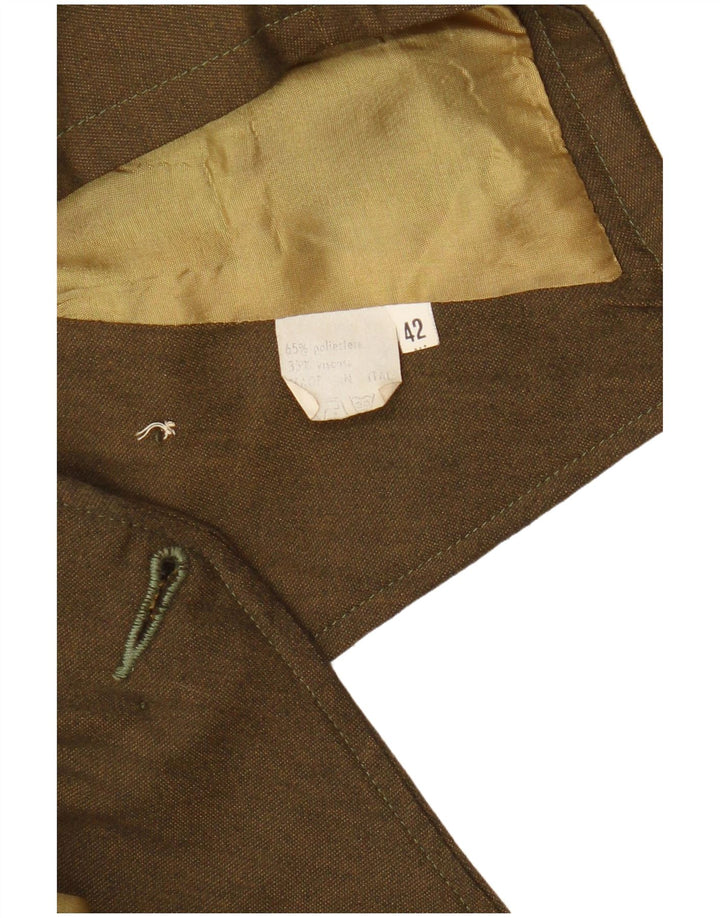 VINTAGE Womens Double Breasted Bolero Jacket IT 42 Medium Khaki Polyester