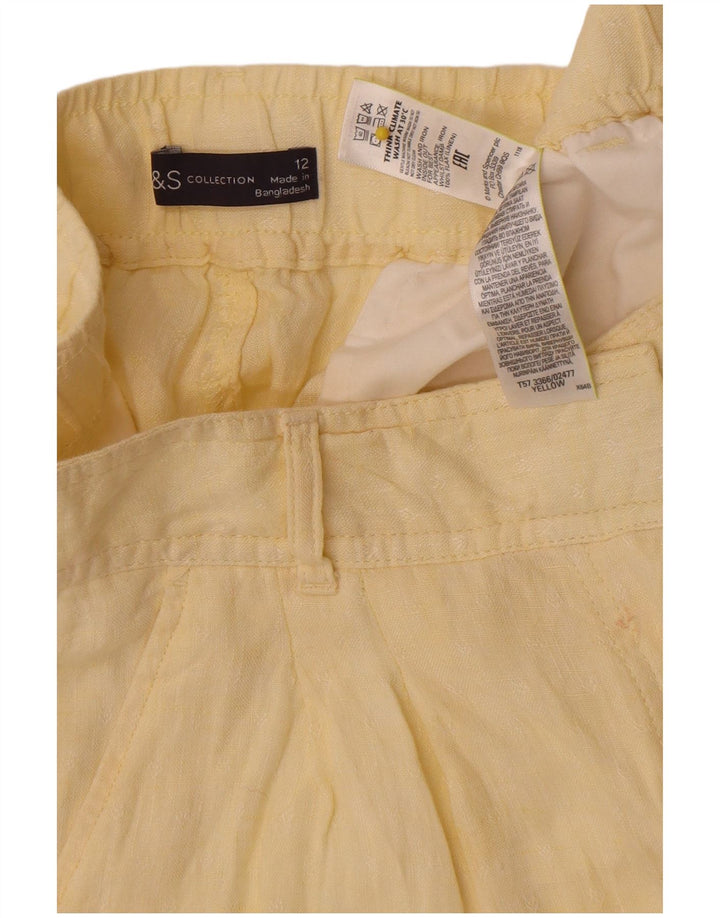 Pantaloni scurti chino pentru femei Marks & Spencer UK 12 Medium W30 Yellow Linen