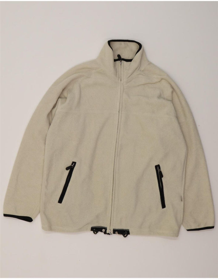 VINTAGE Mens Fleece Jacket UK 42 XL Off White Polyester