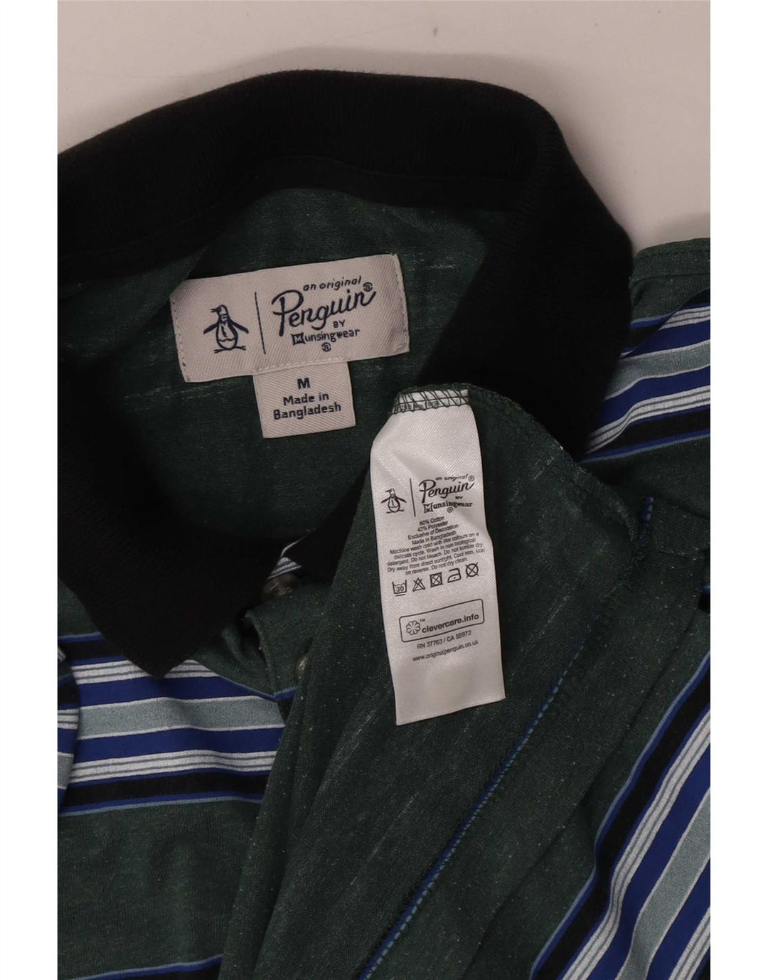 Tricou polo cu mânecă scurtă pentru bărbați Penguin, cu mânecă scurtă, cu dungi verzi medii