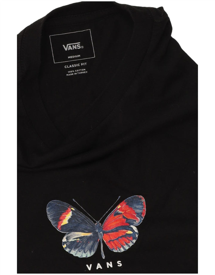 Top cu grafică cu mânecă lungă pentru bărbați Vans, bumbac negru mediu, fluture