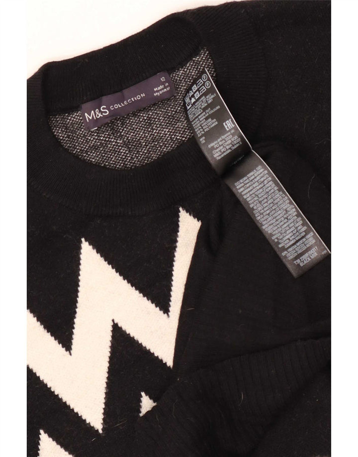 Pulover pentru femei Marks & Spencer cu decolteu triplu UK 12 Medium Negru
