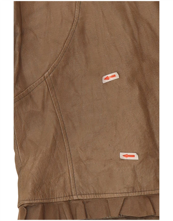 Jachetă din piele vintage pentru femei UK 10 Small Beige