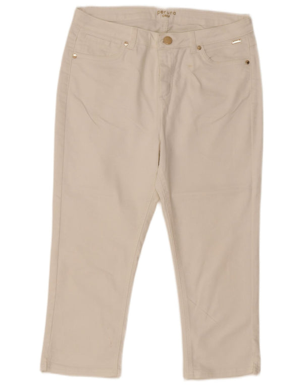 Marks & Spencer Pantaloni tăiați Per Una pentru femei UK 14 Large W32 L21 White