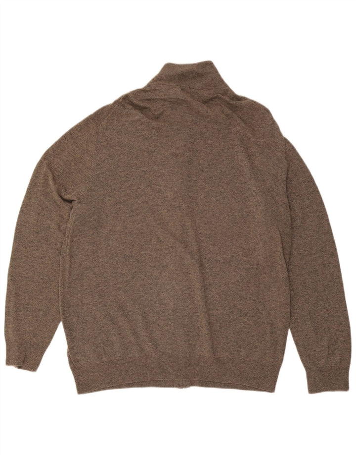 Pulover cardigan pentru bărbați GANT, 3XL, lână maro cu pete